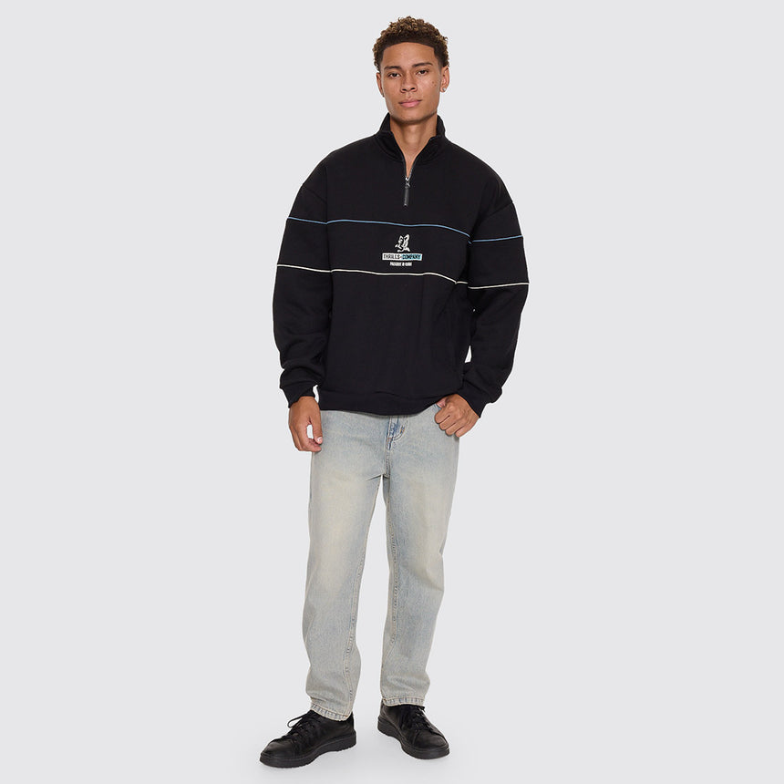 THRILLS Risen Quarter Zip Cropped Fleece - Black