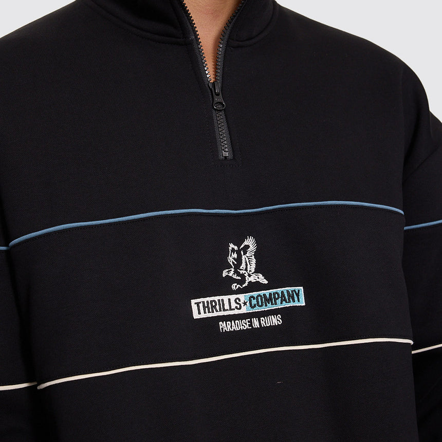 THRILLS Risen Quarter Zip Cropped Fleece - Black