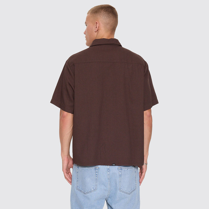 THRILLS Seen & Heard Cropped Short Sleeve Work Shirt - Postal Brown