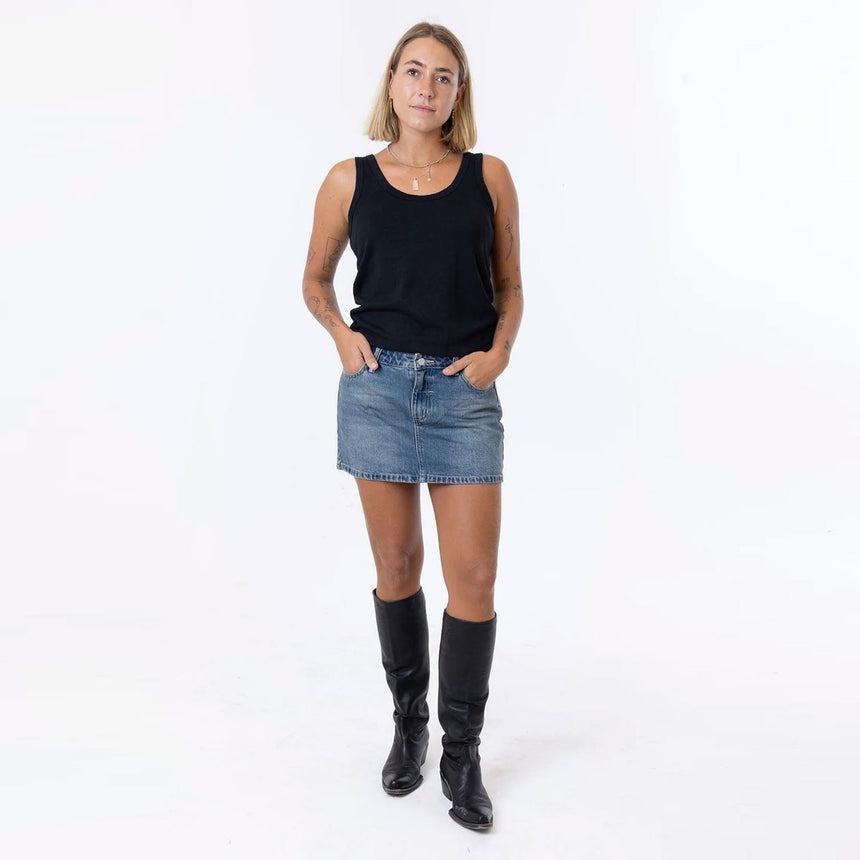THRILLS Sophie Mid Rise Mini Skirt - Deep Vintage Blue