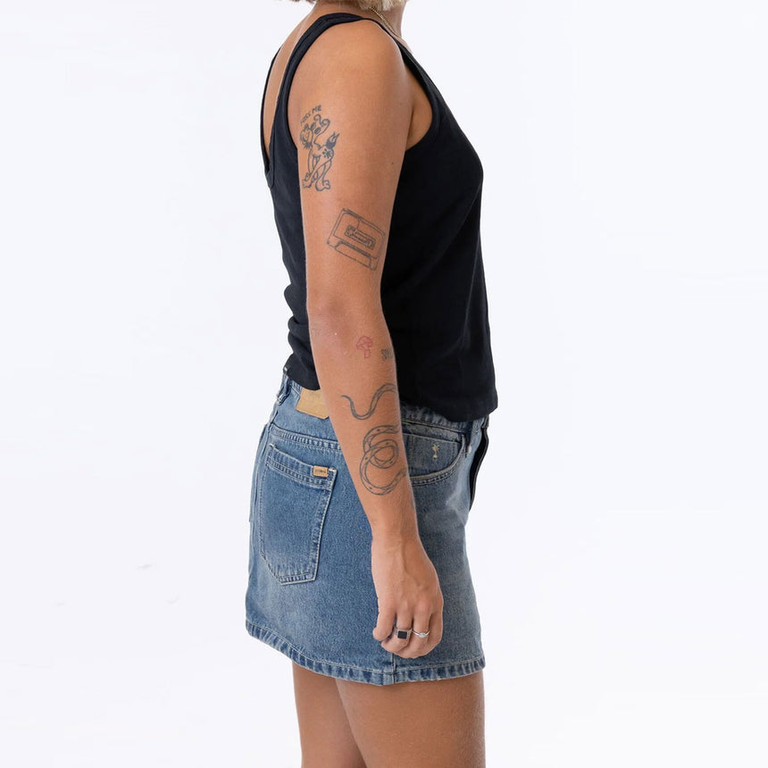 THRILLS Sophie Mid Rise Mini Skirt - Deep Vintage Blue