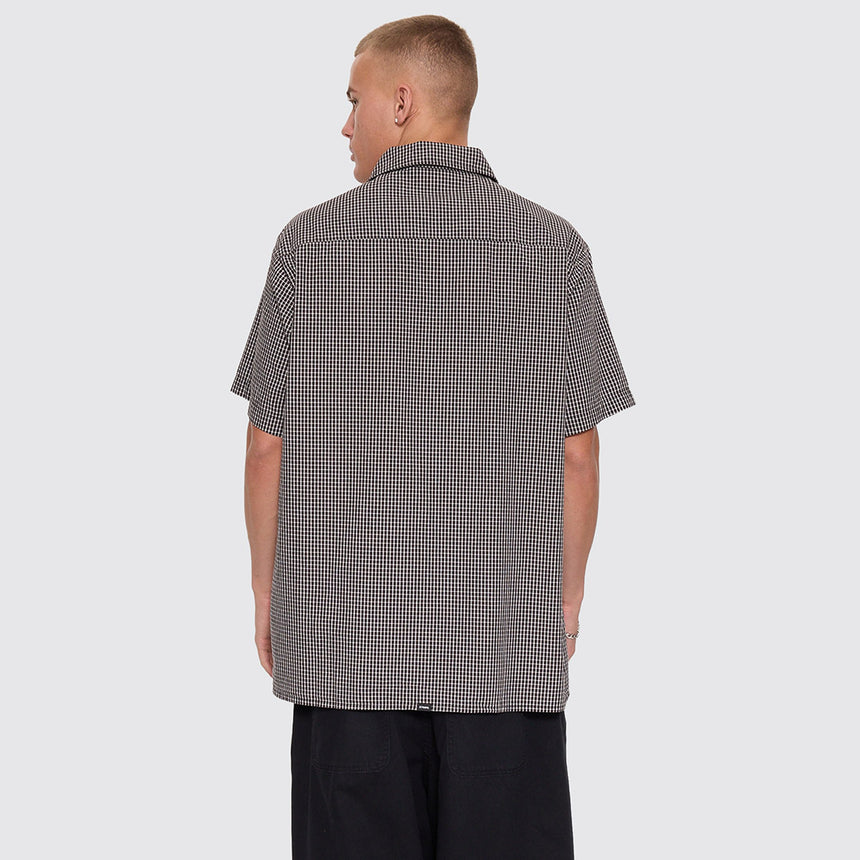 THRILLS Split Decision Short Sleeve Check Shirt - Black