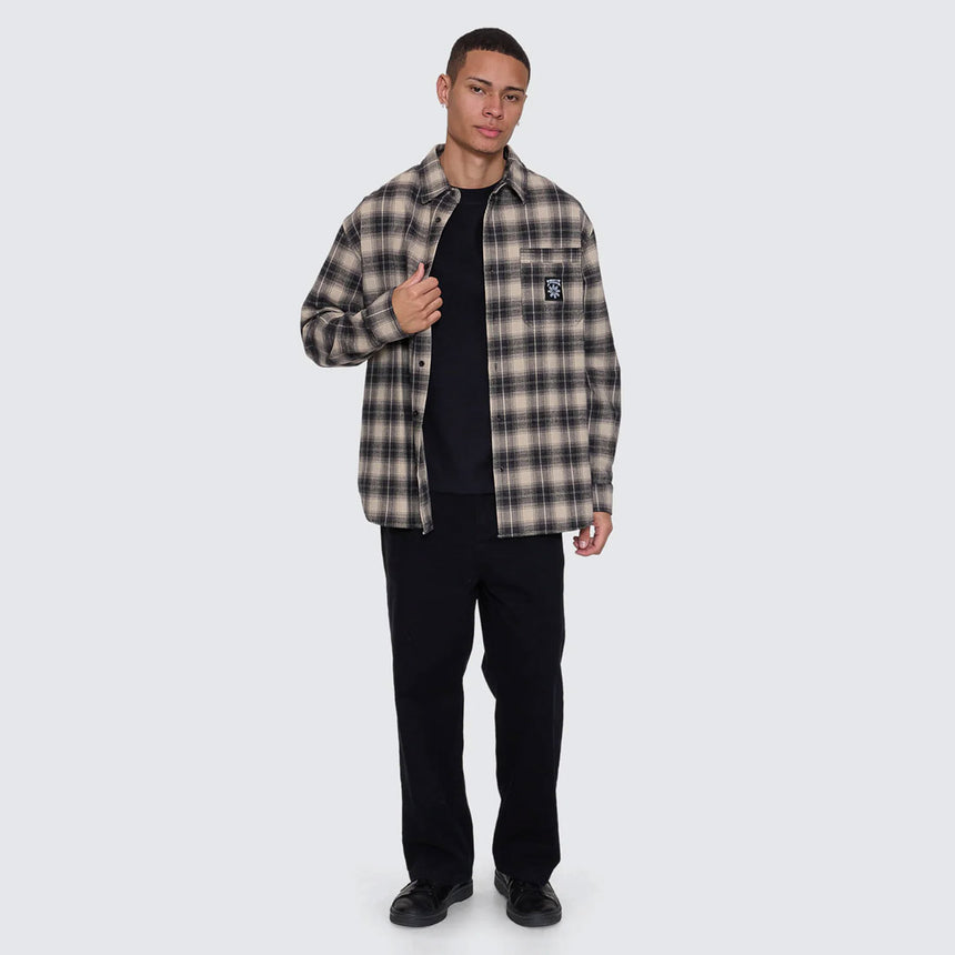 THRILLS Stagger Barrio Long Sleeve Flannel Shirt - Black