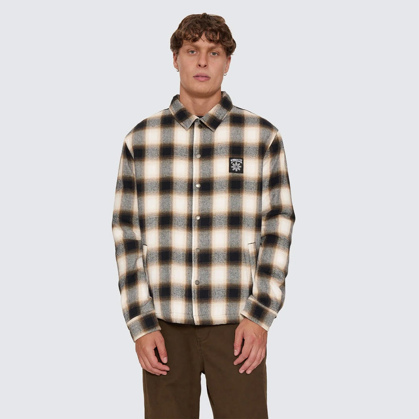 THRILLS Stagger Cropped Flannel Jacket - Black