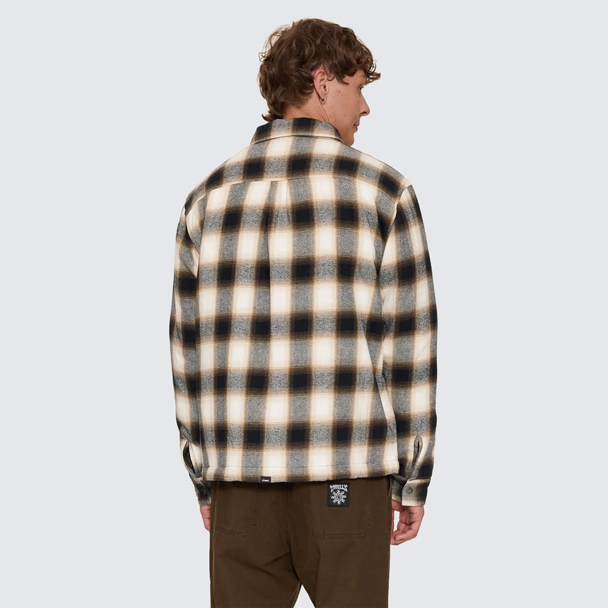 THRILLS Stagger Cropped Flannel Jacket - Black