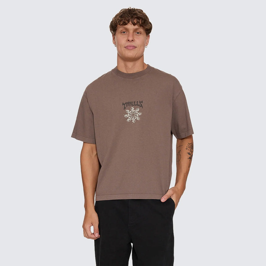 THRILLS Stagger Oversize Box Crop Tee - Clay Smoke