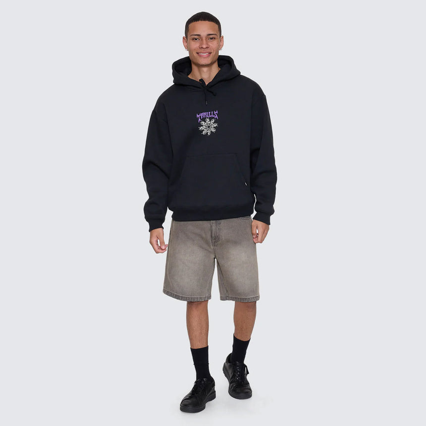 THRILLS Stagger Slouch Pull On Cropped Hood - Washed Black