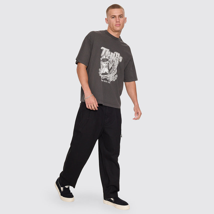 THRILLS Time Will Tell Oversize Box Crop Tee - Dark Merch Black