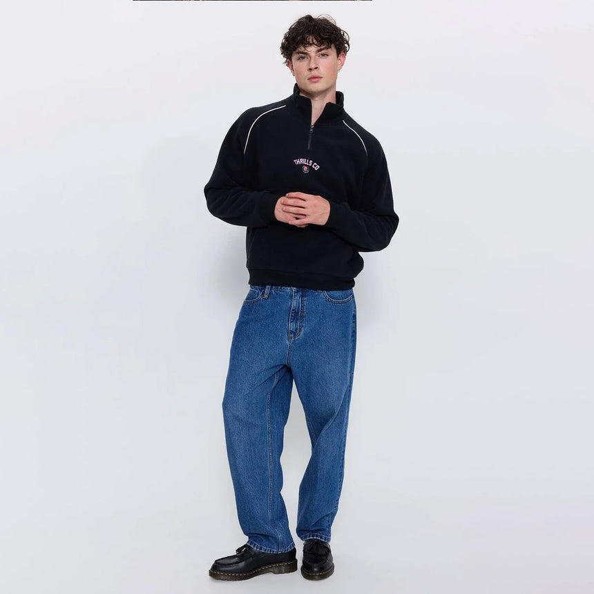 THRILLS Tournament Of Roses Quarter Zip Cropped Polar Fleece - Washed Black