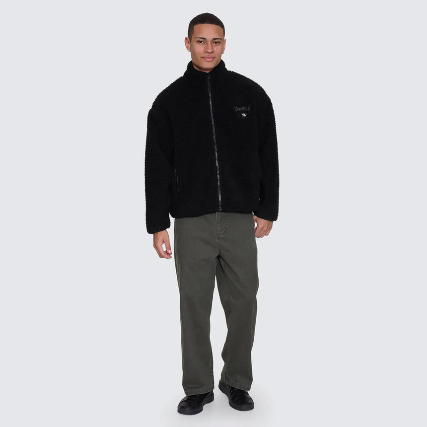 THRILLS Web Of Deceit Cropped Sherpa Jacket - Black