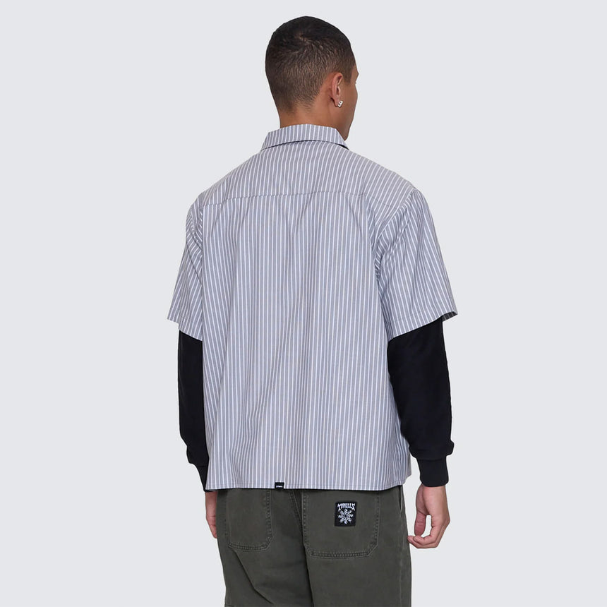 THRILLS Web Of Deceit Cropped Short Sleeve Work Shirt - Black