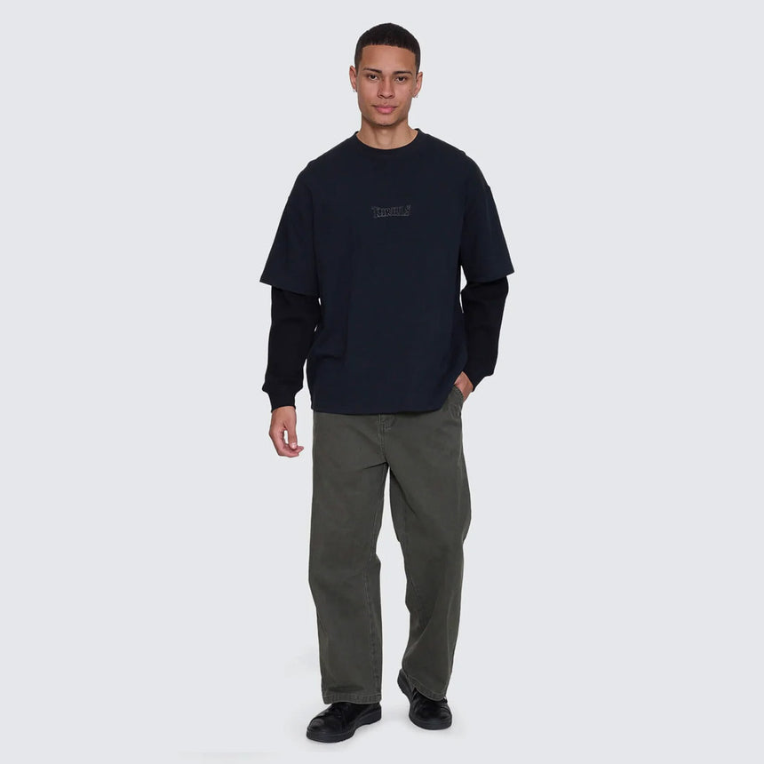 THRILLS Web Of Deceit Layer Box Fit Oversize Long Sleeve Tee - Faded Black