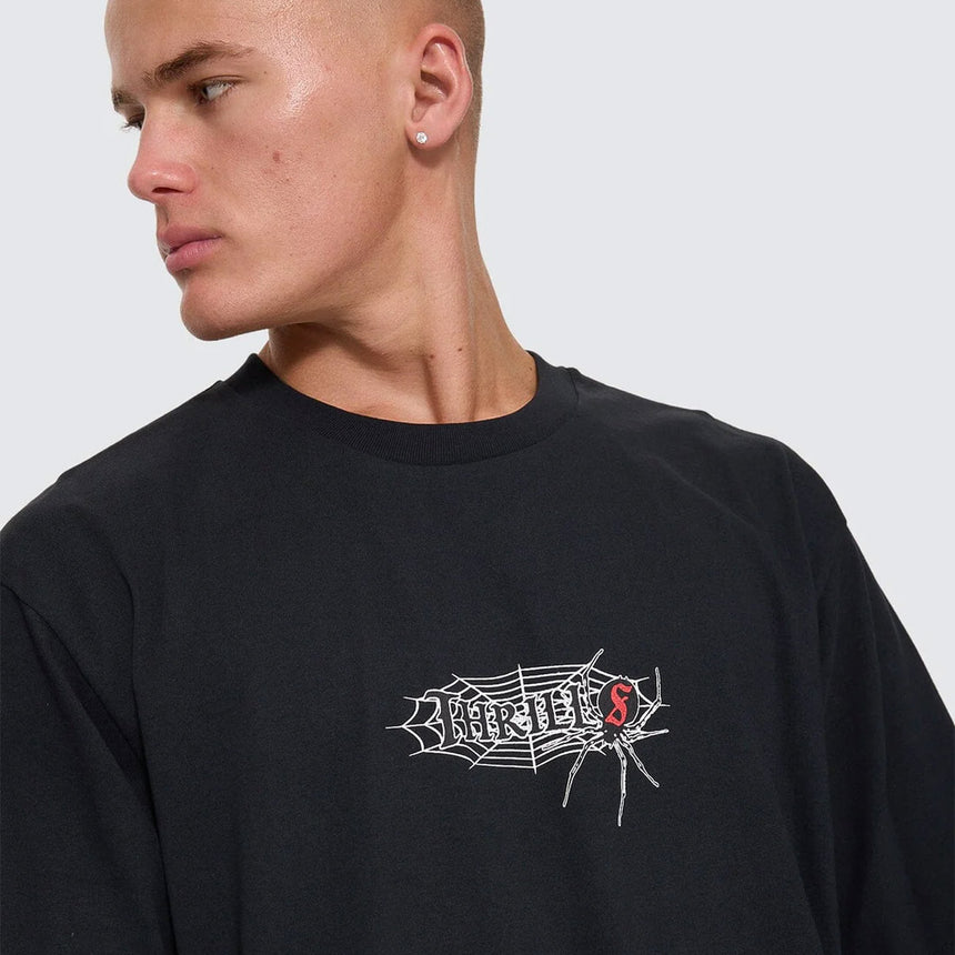 THRILLS Web Of Deceit Oversize Fit Tee - Washed Black
