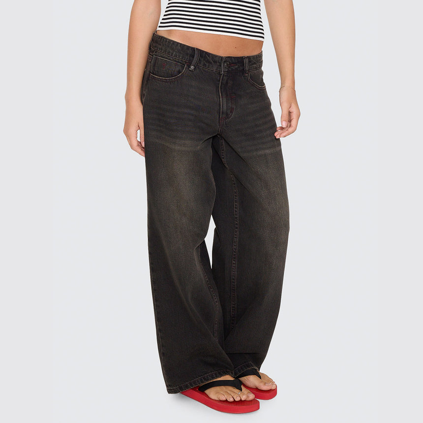 THRILLS Women's Billie Low Rise Baggy Jean - Licorice