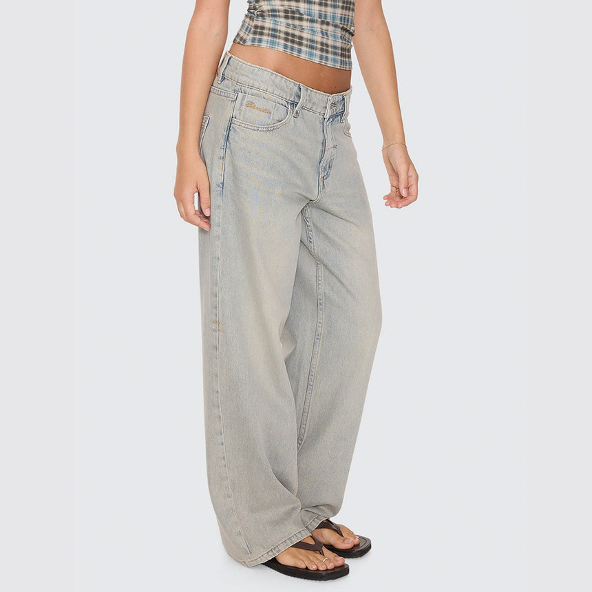 THRILLS Women's High Noon Billie Low Rise Baggy Jean - Light Granite Blue
