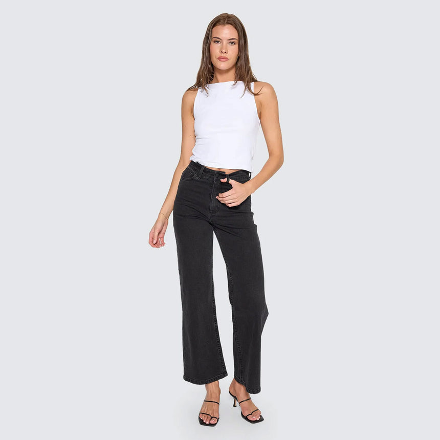 THRILLS Women's Holly High Rise Stretch Wide Jean - Aged Black