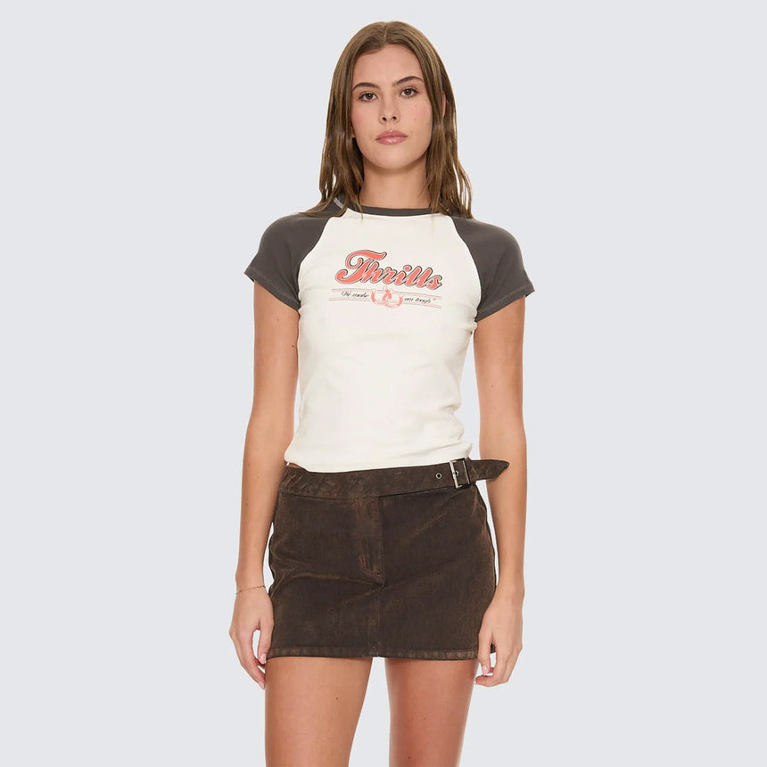 THRILLS Women's Make Em Tough Raglan Club Tee - Dirty White