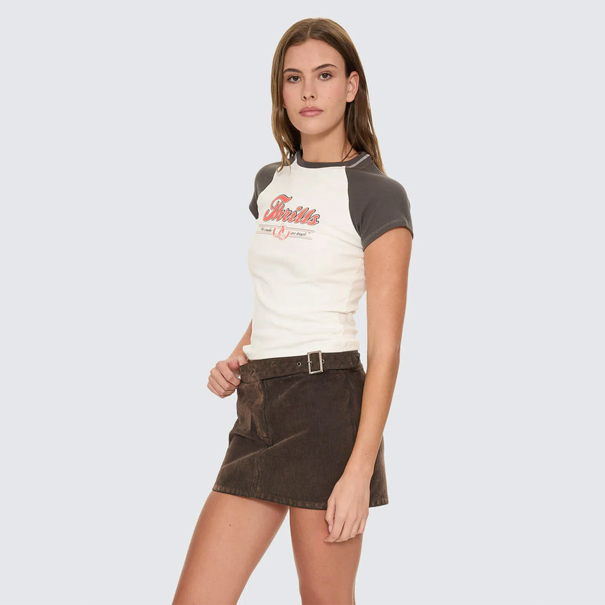 THRILLS Women's Make Em Tough Raglan Club Tee - Dirty White