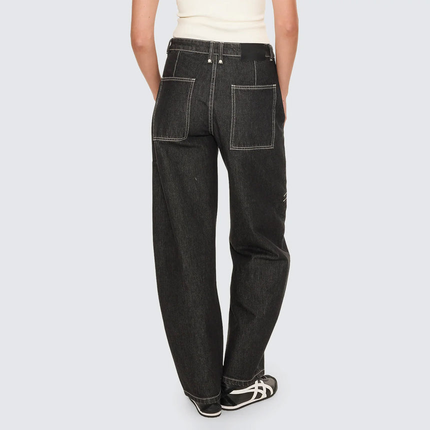 THRILLS Women's Sloane Low Rise Barrel Jean - Raw Black