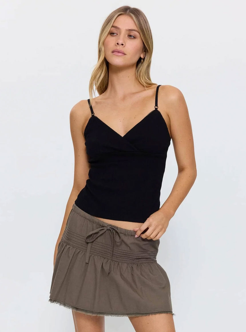 THRILLS Women's Violet Pointelle Top - Black