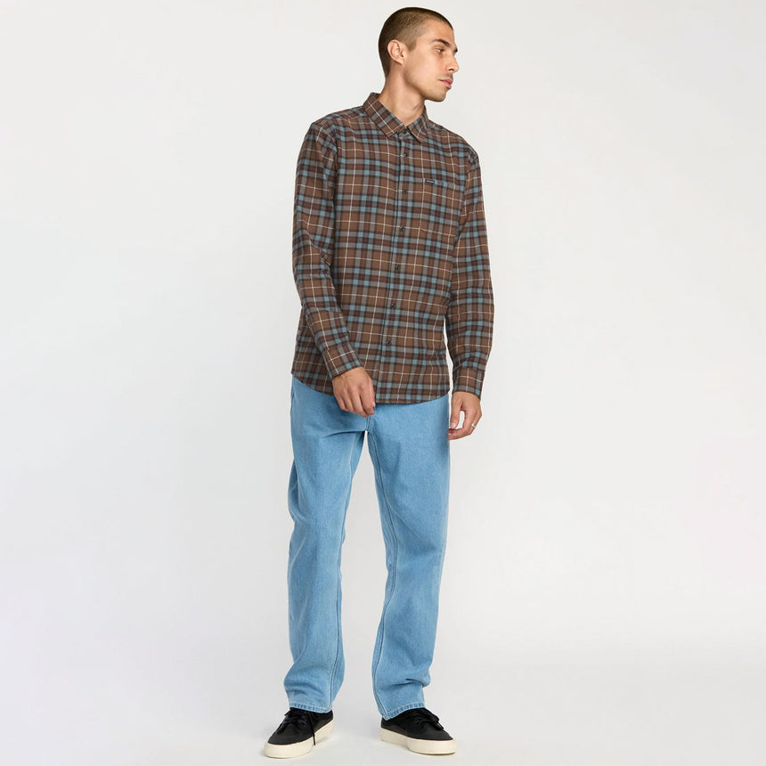 VOLCOM Caden Plaid Shirt - Brown Stone