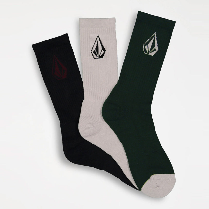 VOLCOM Full Stone Sock 3 Pack - Black Combo