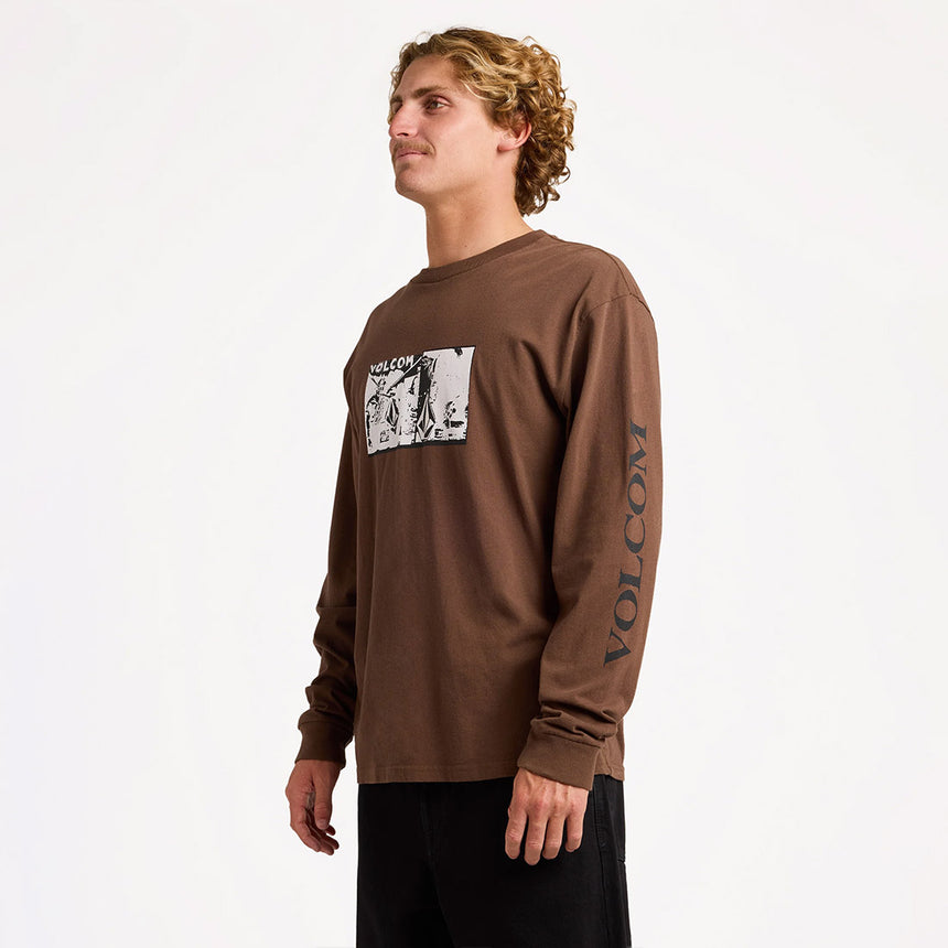 VOLCOM Mirrors Long Sleeve Tee - Brown Stone
