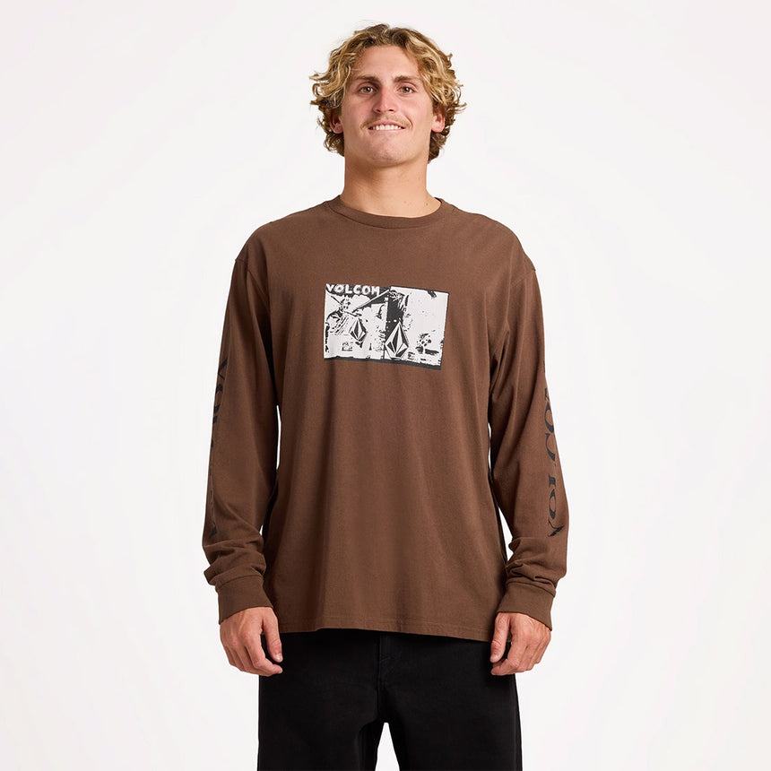 VOLCOM Mirrors Long Sleeve Tee - Brown Stone