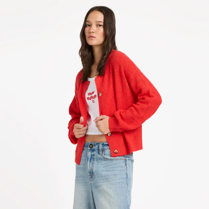 VOLCOM Women's Beach Please Cardi - Fiesta Red
