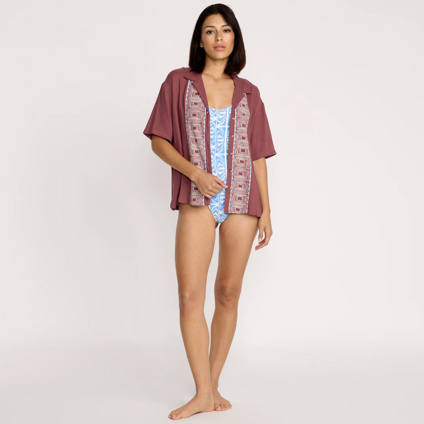 VOLCOM Women's Emma Rushton Short Sleeve Shirt - Vintage Brown