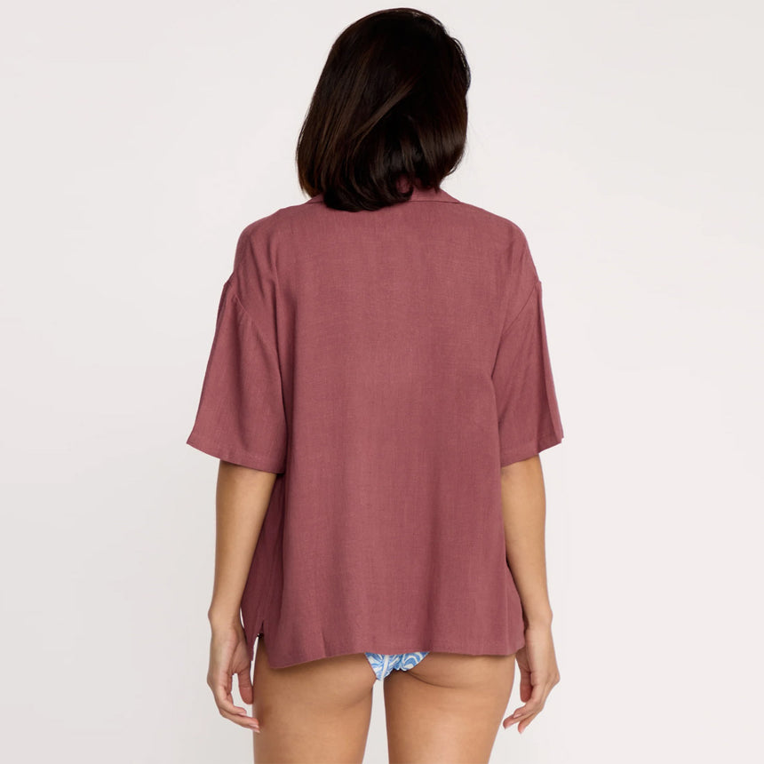 VOLCOM Women's Emma Rushton Short Sleeve Shirt - Vintage Brown