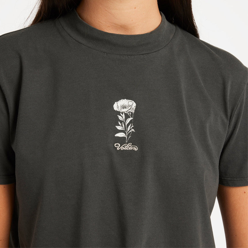 VOLCOM Women's Oz Dial Crop Tee - Vintage Black