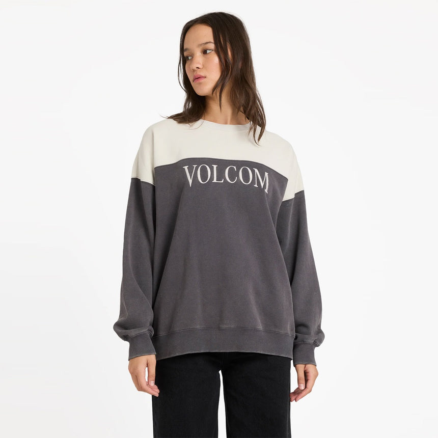 VOLCOM Women's Stone Block II Crew - Vintage Black