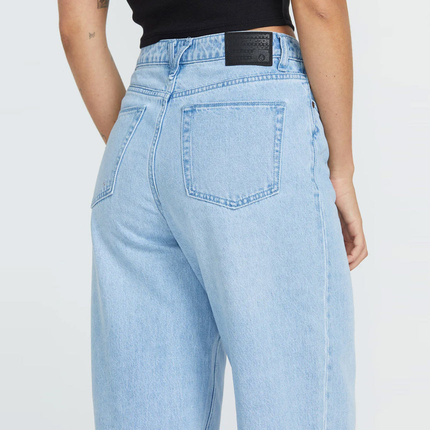 VOLCOM Women's Stoned Boyfriend Hirise Jean - Blue Bird
