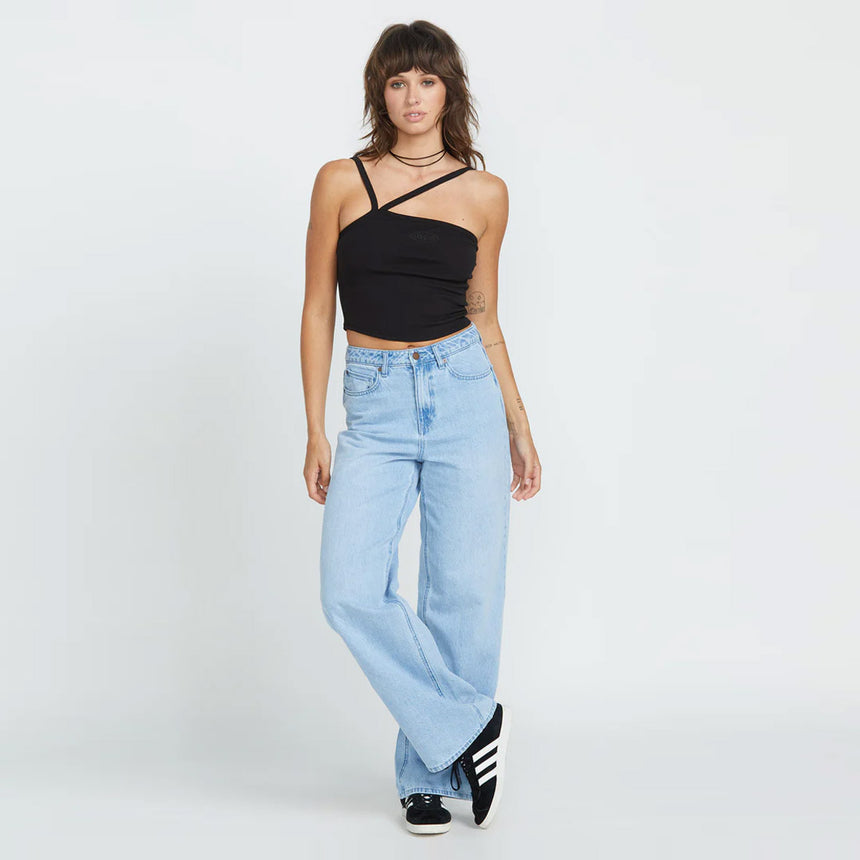 VOLCOM Women's Stoned Boyfriend Hirise Jean - Blue Bird