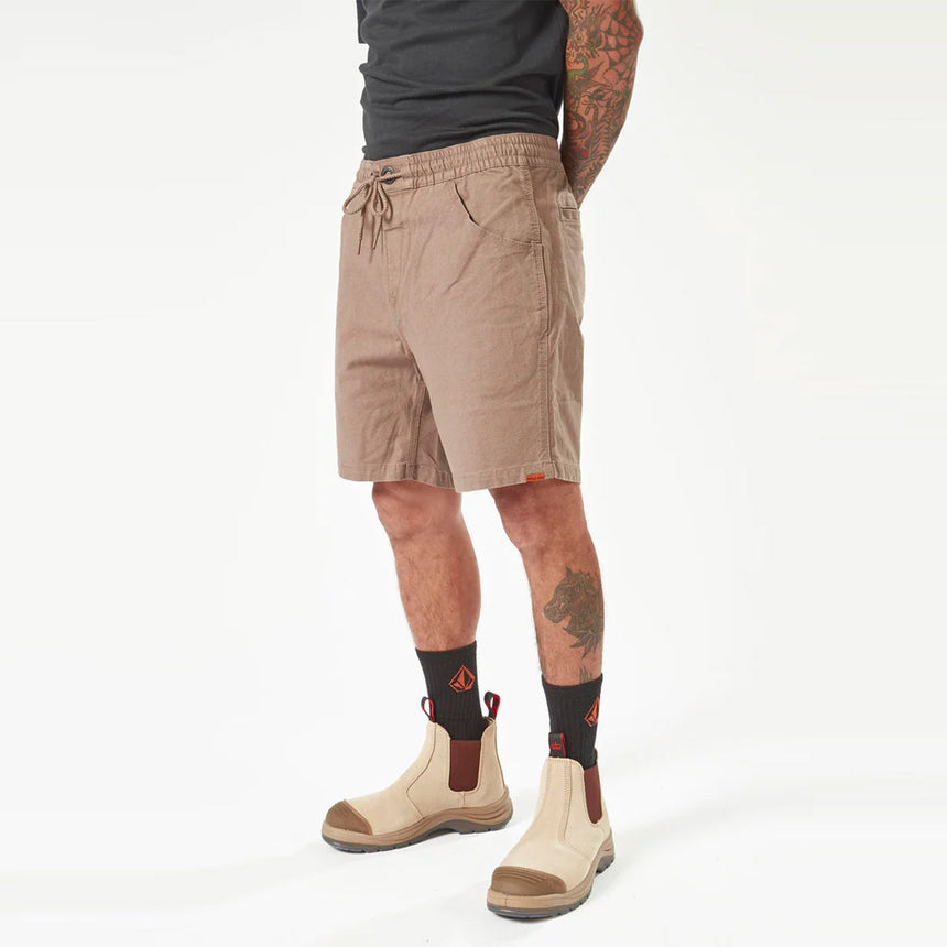 VOLCOM Workwear Caliper Elastic Waist Work Short 17" - Brindle