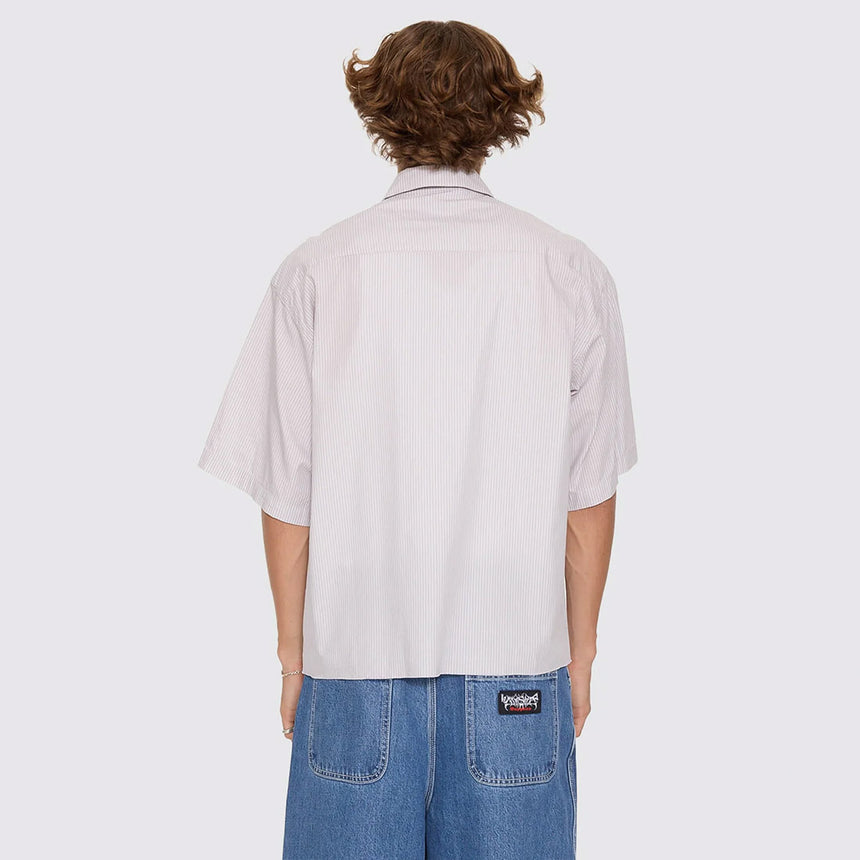 WORSHIP Data Point Box Crop Short Sleeve Shirt - Vapour Grey