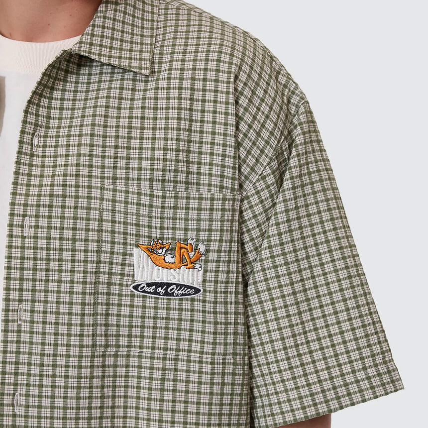 WORSHIP On Leave Box Fit Short Sleeve Cropped Shirt - Cali Green