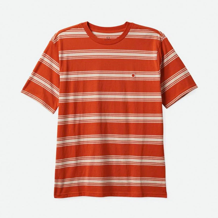 BRIXTON Hilt Shield Knit Tee - Burnt Red/Whitecap