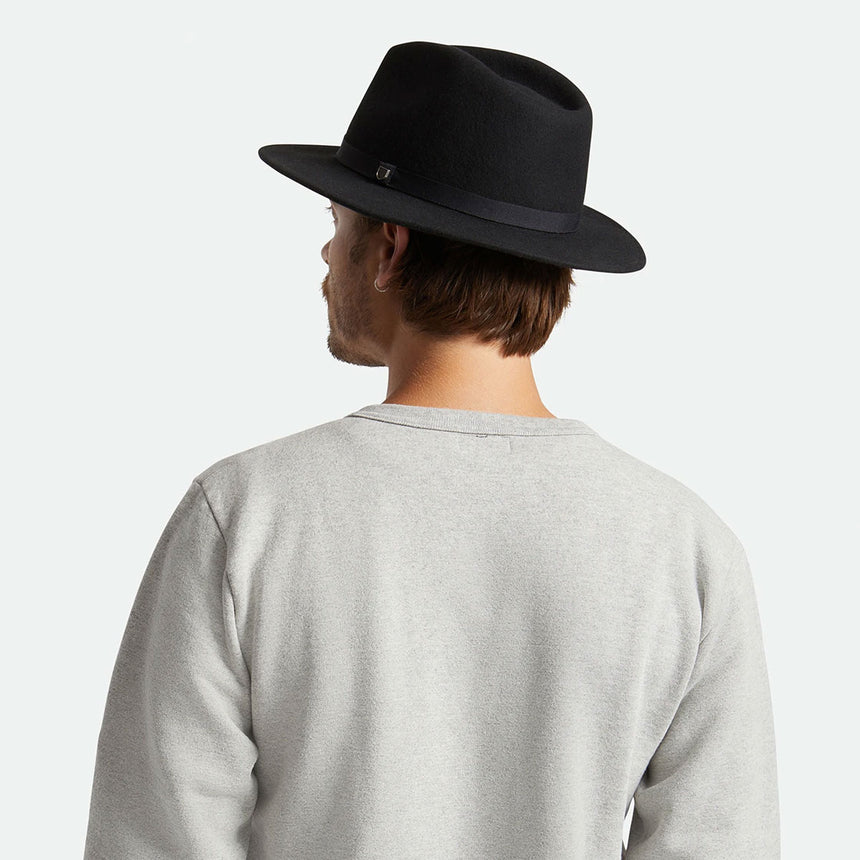 BRIXTON Messer Packable Fedora - Black/Black