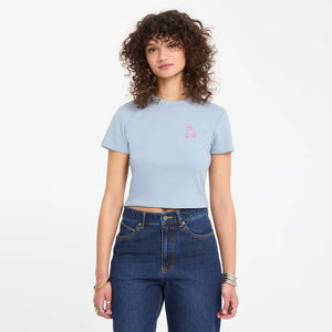 VOLCOM Women's As If Baby Tee - Cali Blue