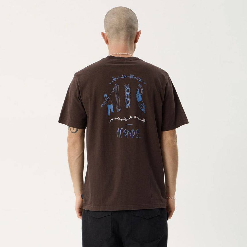 AFENDS Activities Recycled Retro Tee - Washed Coffee
