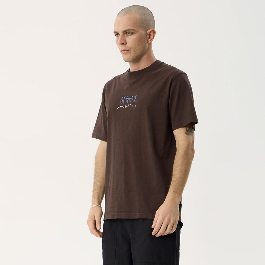 AFENDS Activities Recycled Retro Tee - Washed Coffee