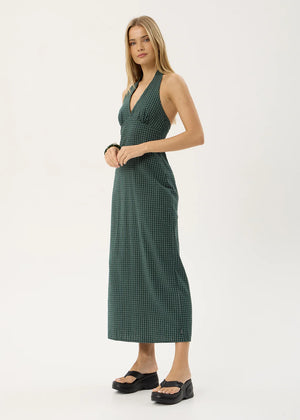 AFENDS Alexa Seersucker Maxi Dress - Reverb Pine Check