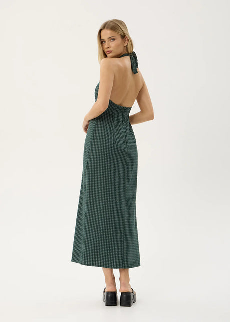AFENDS Alexa Seersucker Maxi Dress - Reverb Pine Check