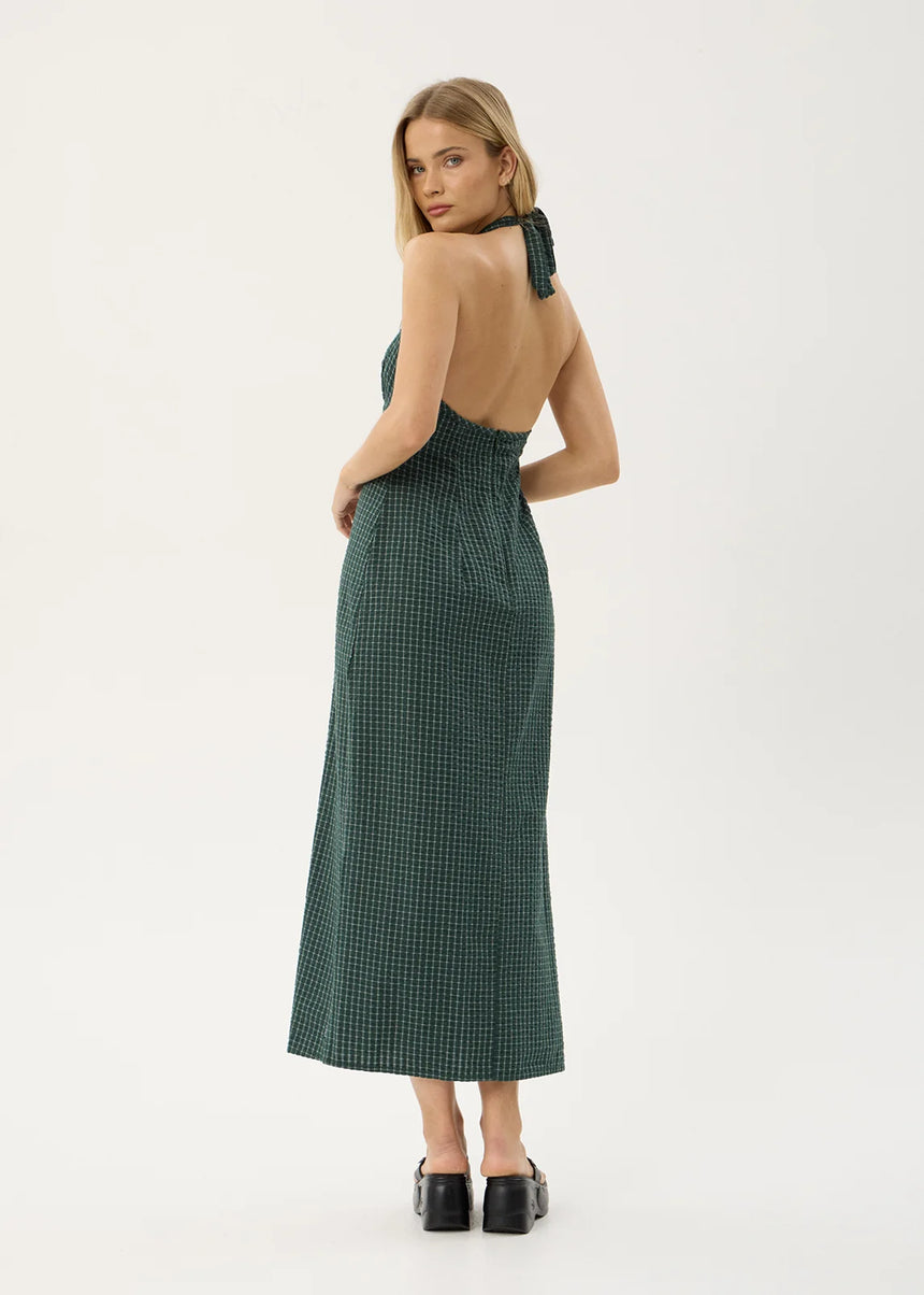 AFENDS Alexa Seersucker Maxi Dress - Reverb Pine Check