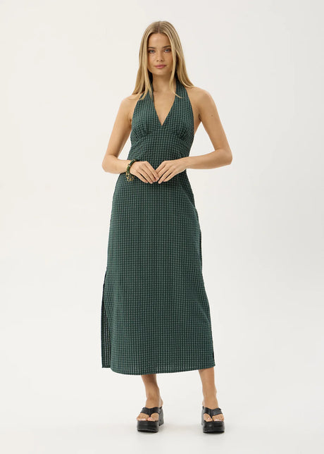 AFENDS Alexa Seersucker Maxi Dress - Reverb Pine Check