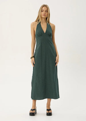 AFENDS Alexa Seersucker Maxi Dress - Reverb Pine Check