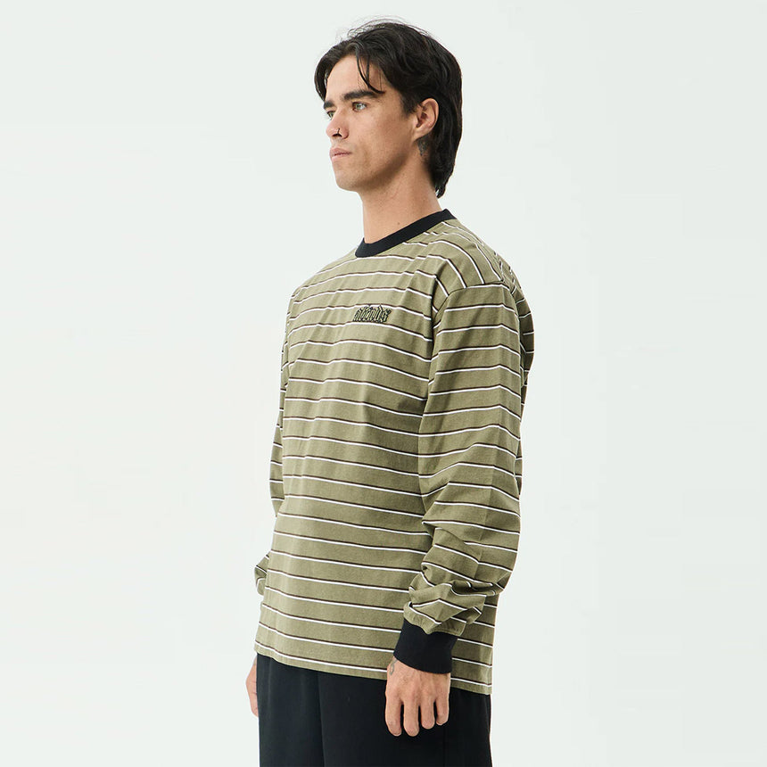 AFENDS Altitude Boxy Long Sleeve Tee - Stone Stripe