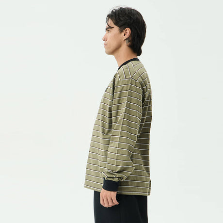 AFENDS Altitude Boxy Long Sleeve Tee - Stone Stripe